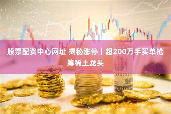 股票配资中心网址 揭秘涨停丨超200万手买单抢筹稀土龙头